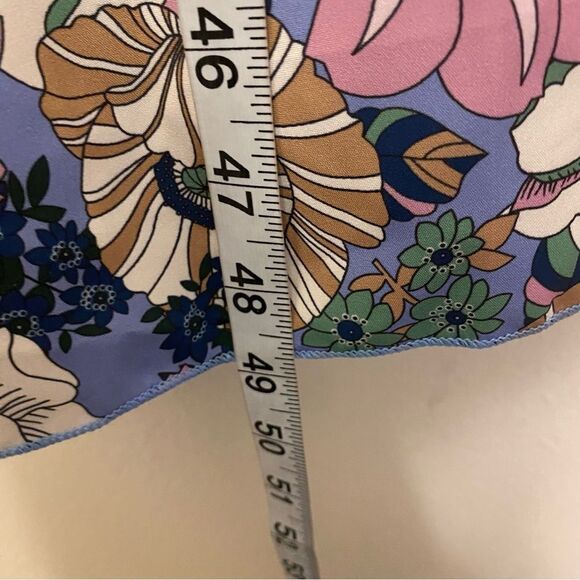 Floral print boho tiered v neck ruffle flutter sleeve purple Maxi summer Dress L - Picture 6 of 10